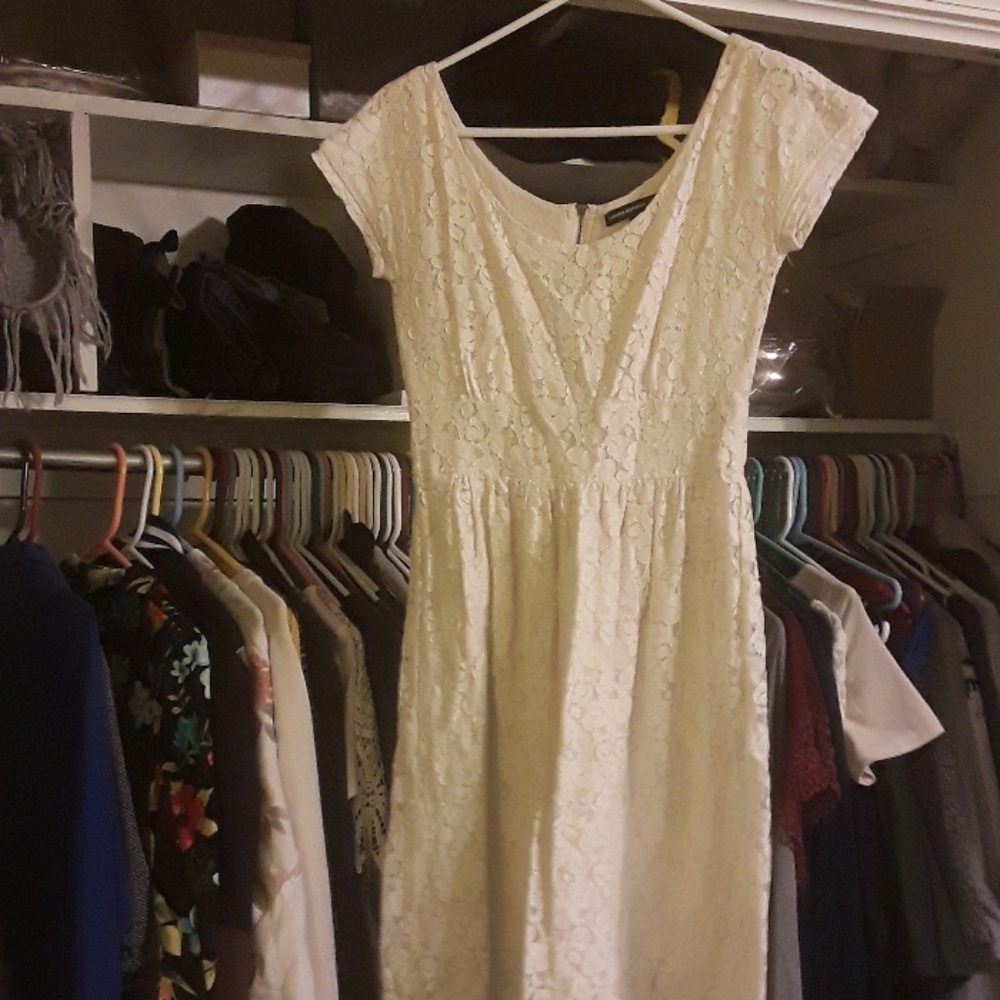 White lace mad men dress